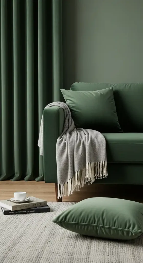  green living room soft fabrics