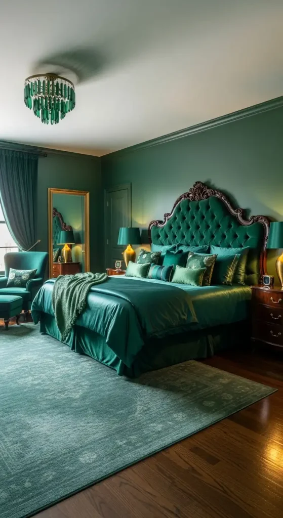 An Emerald Green Bedroom for a Luxurious Feel