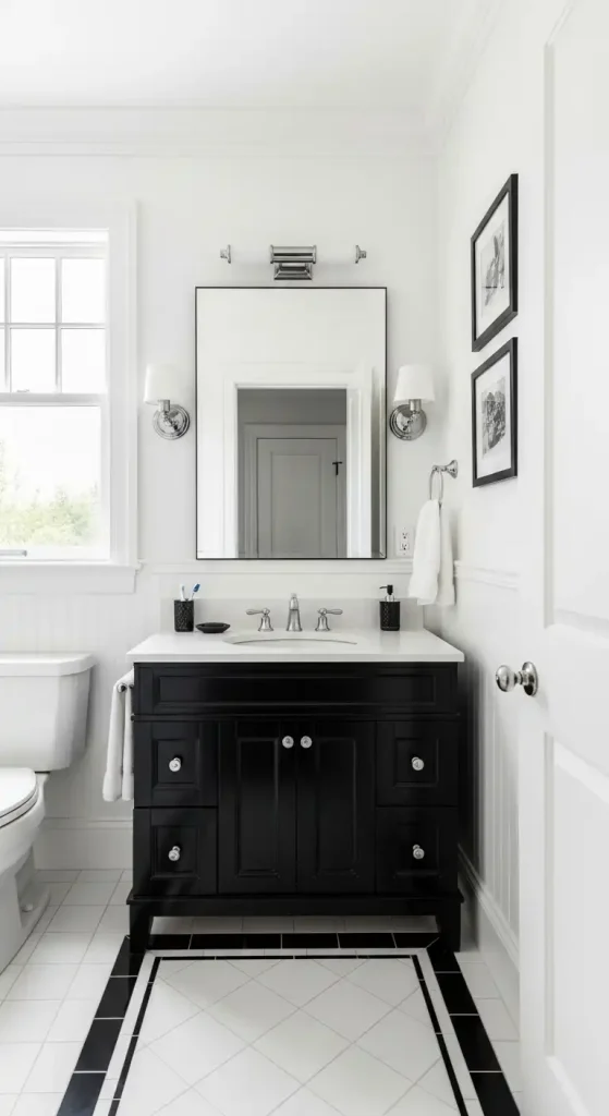 small Bathroom with a Black and White Vanity