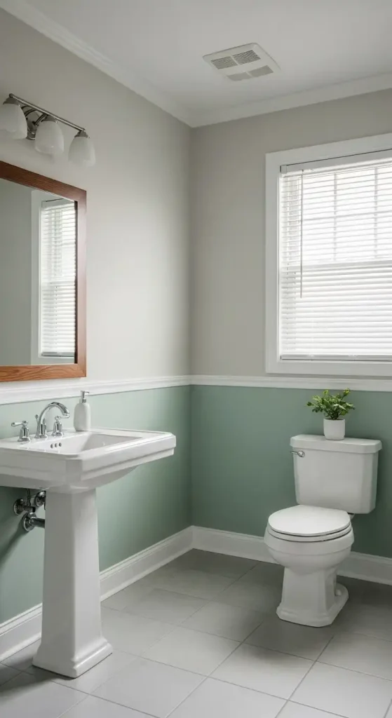 Bathroom with a Two-Tone Wall
