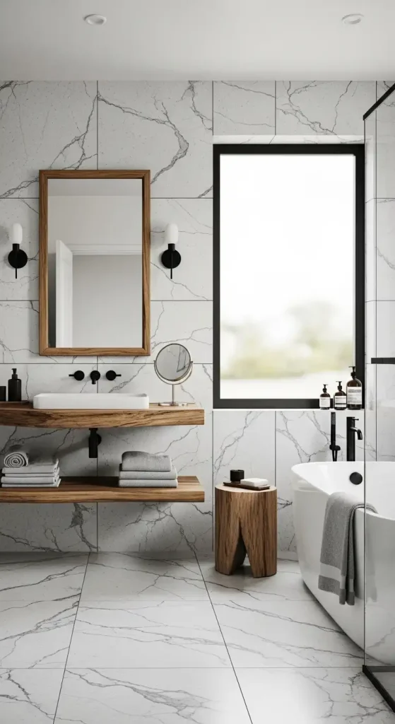 Black and White with Natural Wood