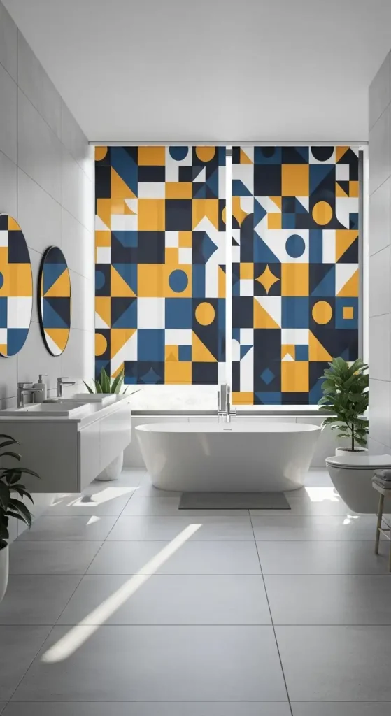 Bold Geometric Pattern for a Modern Bathroom