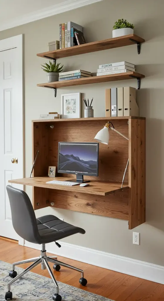  Home office mounted desk idea