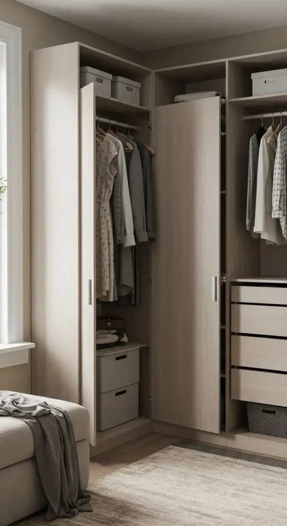 bedroom corner wardrobe