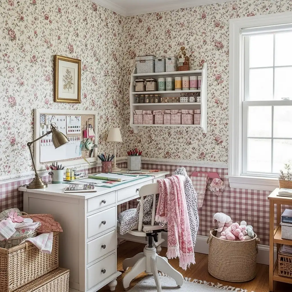 Add Floral or Gingham Wallpaper