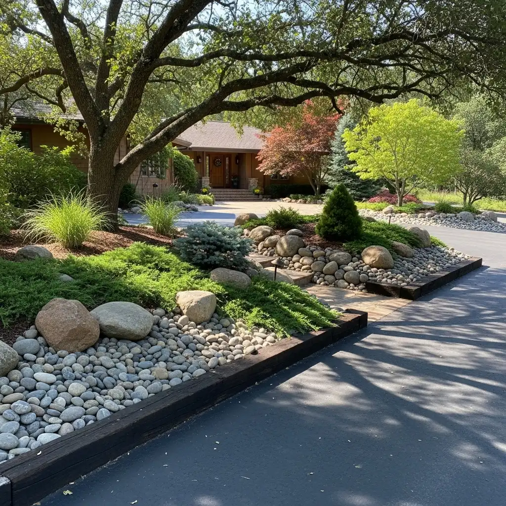 Add a River Rock Landscape Bed