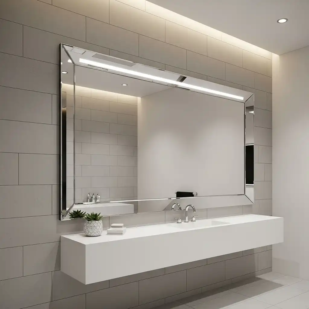 Bathroom Mirror Ideas Beveled Edge (Frameless)