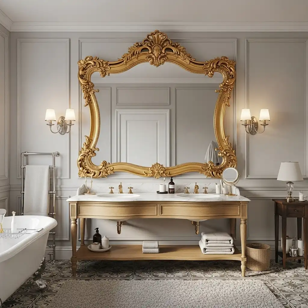 Bathroom Mirror Ideas Ornate Gold Frame