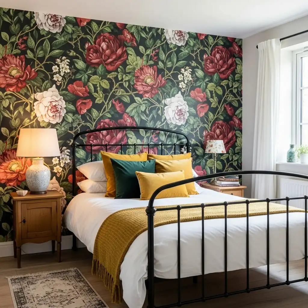 Bedroom Wallpaper Ideas Bold Floral Pattern