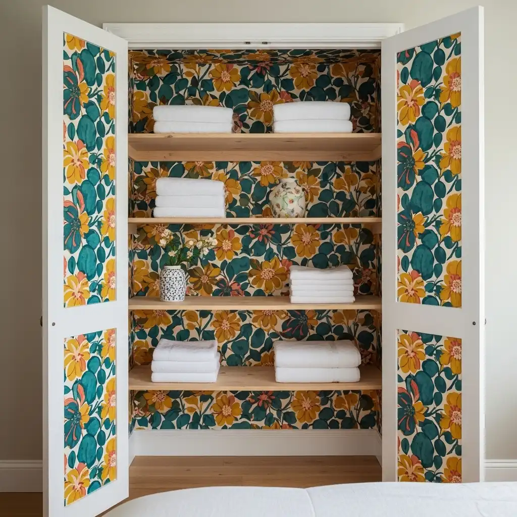 Bedroom Wallpaper Ideas In a Closet or Wardrobe