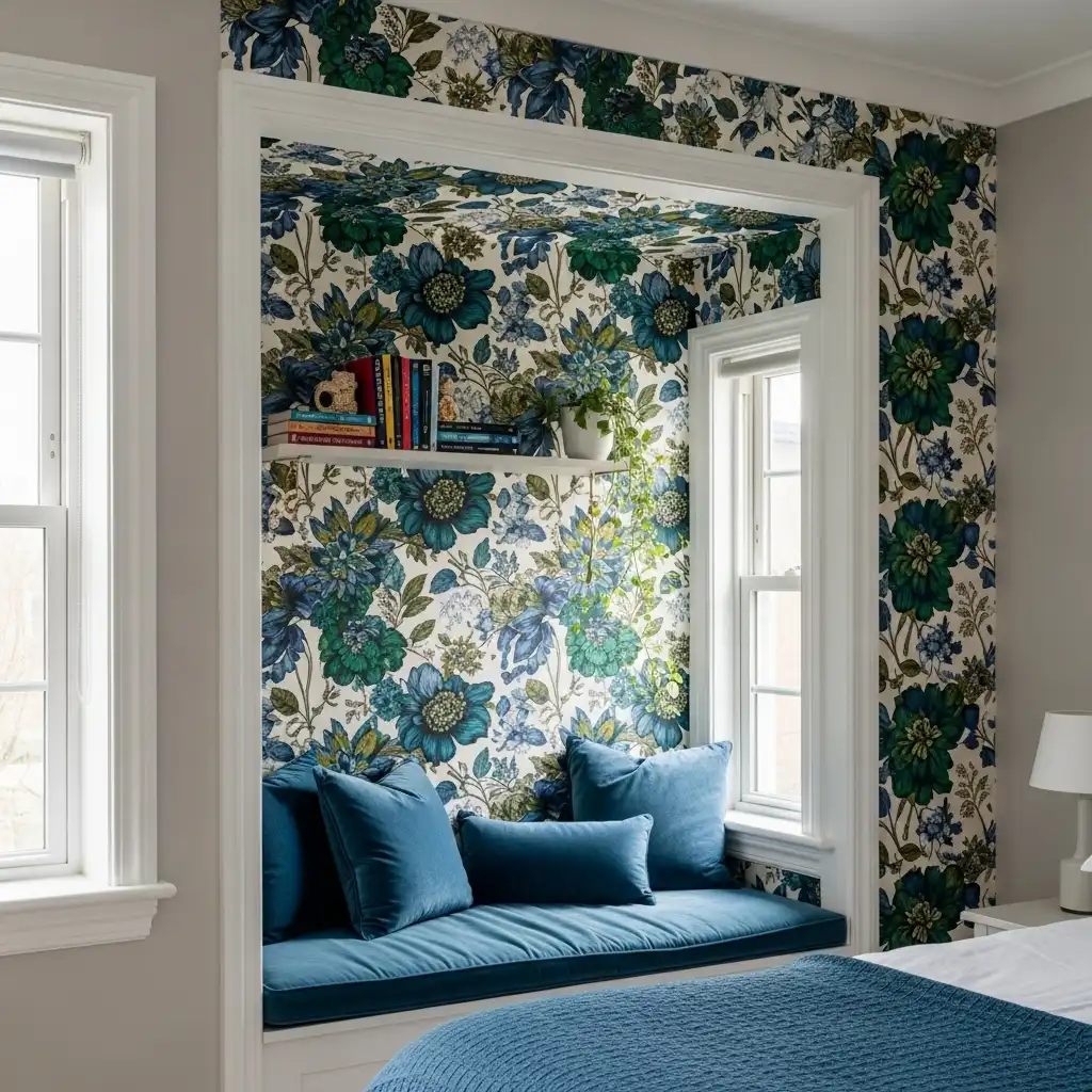 Bedroom Wallpaper Ideas Inside a Niche or Alcove