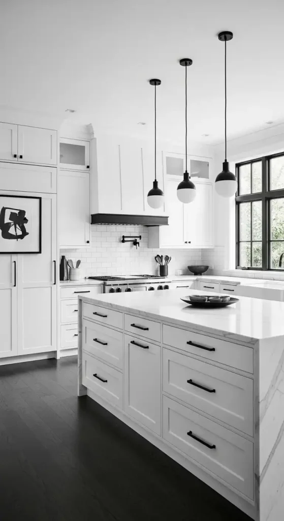 Black Hardware on White Cabinetry