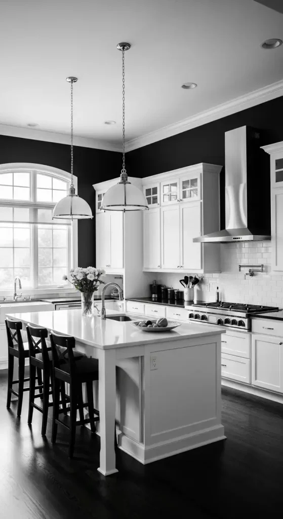 Black Walls and White Cabinetry