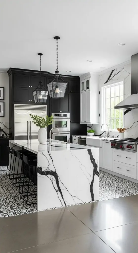 Black and White Marble Kitchen