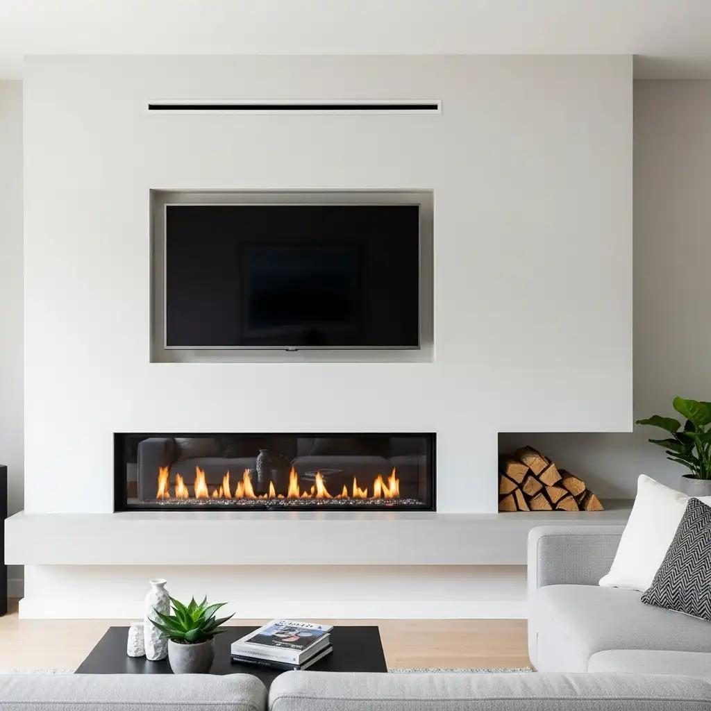 Blend Your TV into a Modern Fireplace Hearth