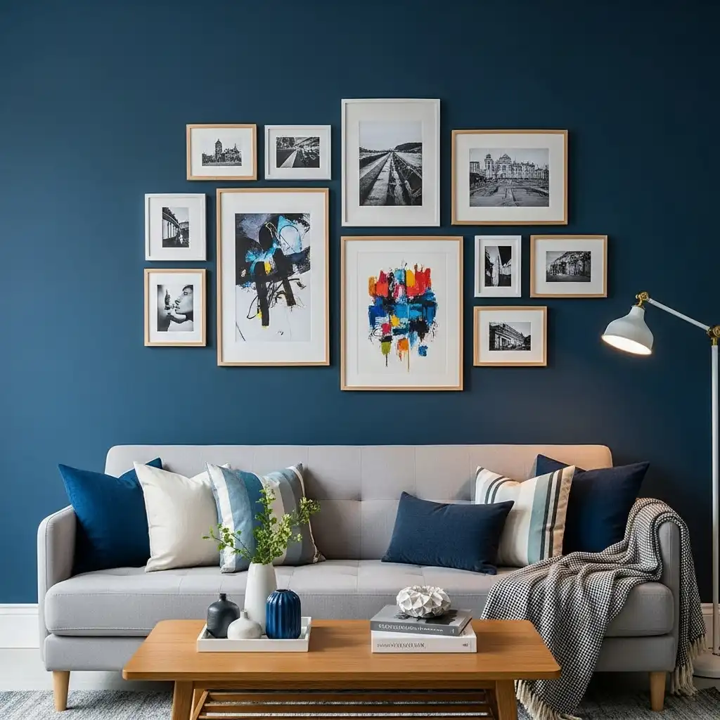Blue as a Backdrop for a Gallery Wall