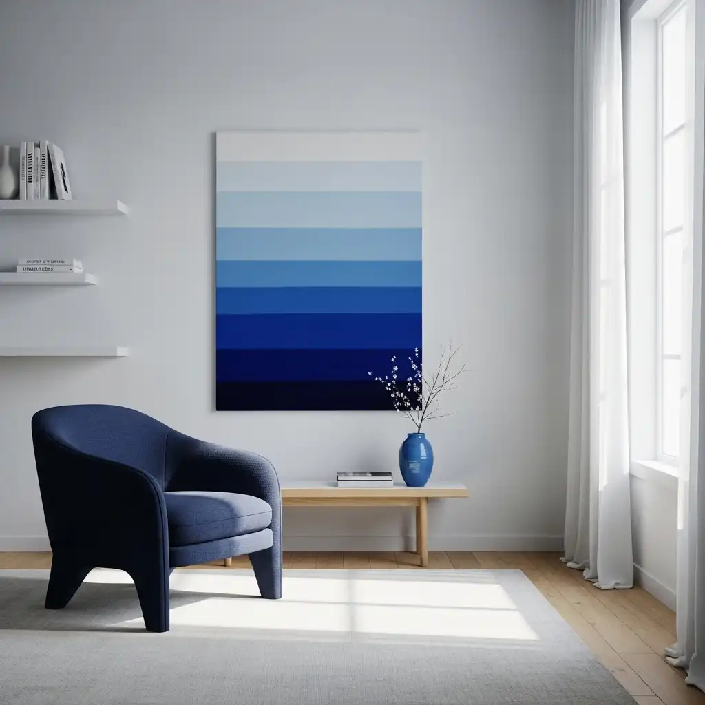 Blue in a Minimalist Living Room