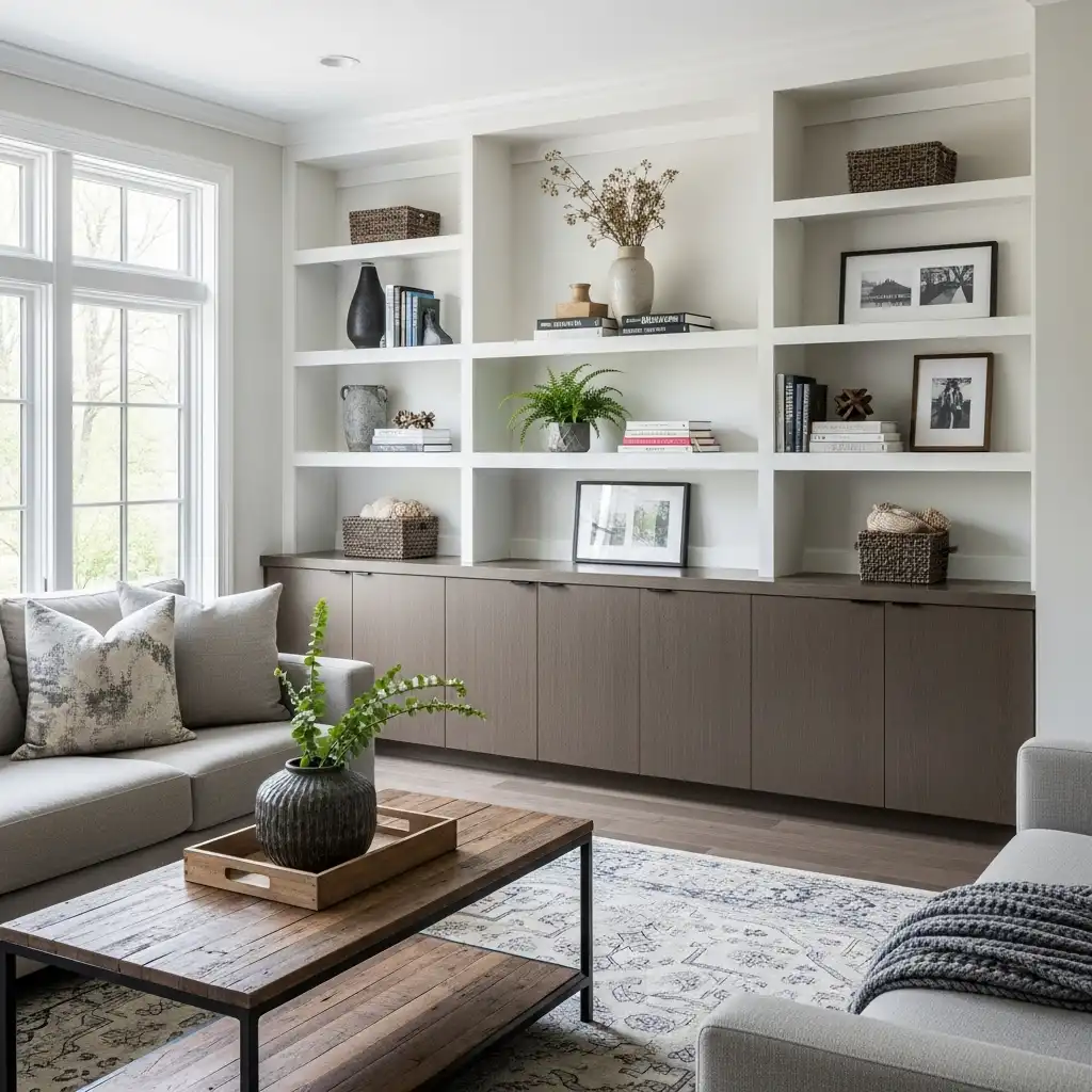 Built-ins for a Stylish Hidden Storage Solution