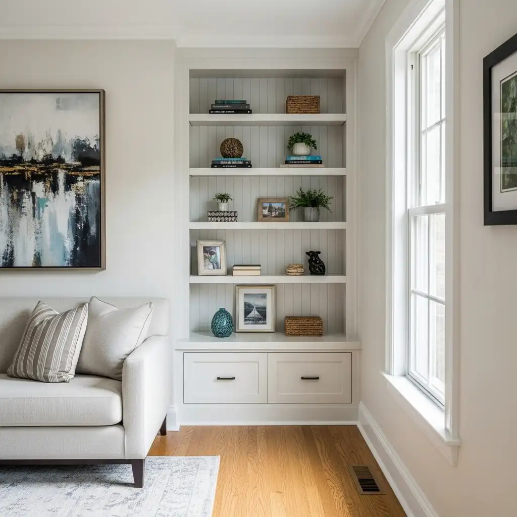 Built-ins in a Small or Narrow Living Room