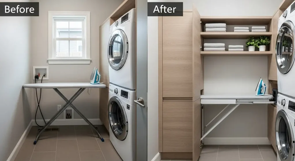 Cabinet-Integrated Ironing Board