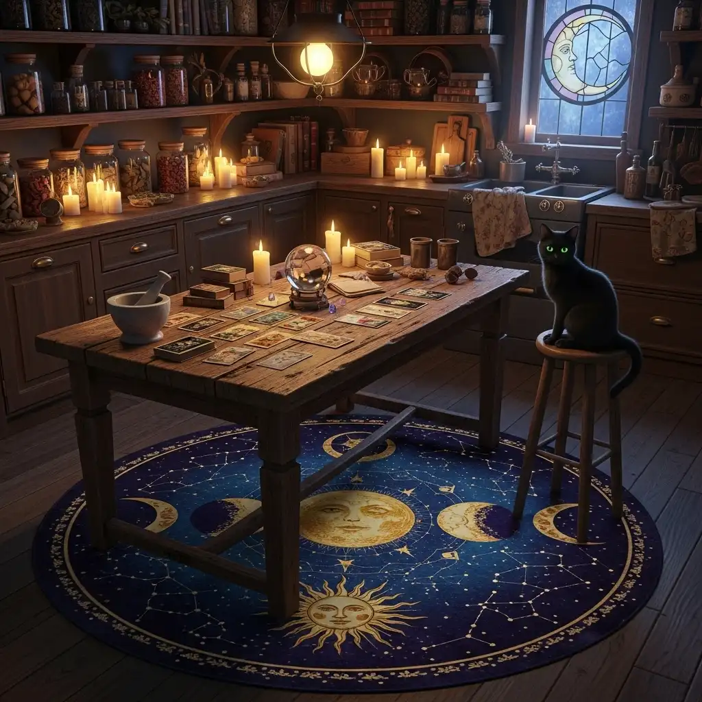 Celestial or Tarot-Themed Rug