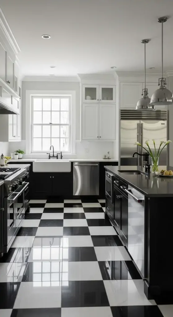 Classic Black and White Checkerboard Floor