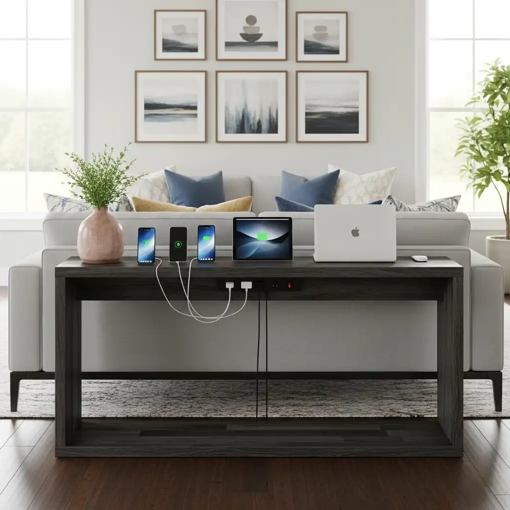 Console Table Behind Couch ideas Charging Station