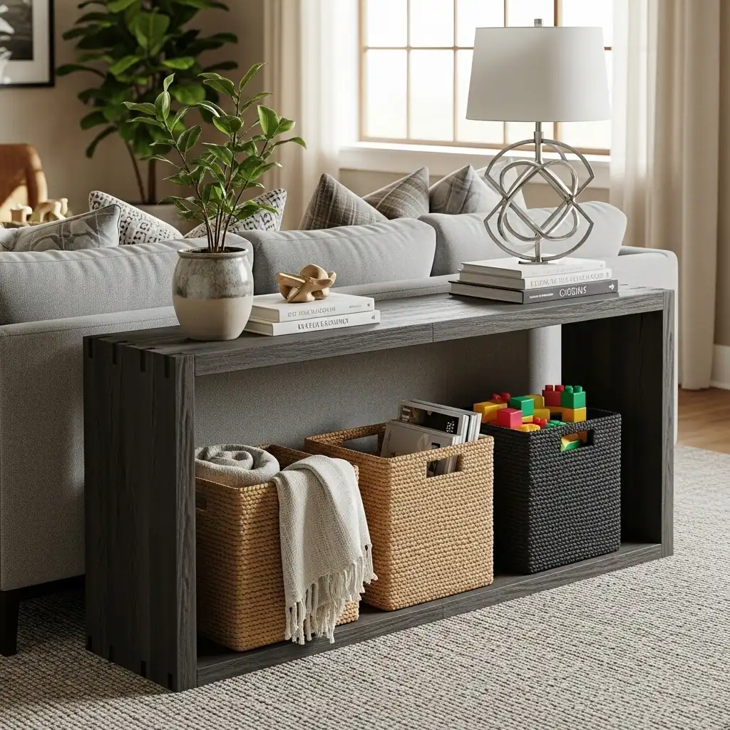 Console Table Behind Couch ideas Hidden Storage