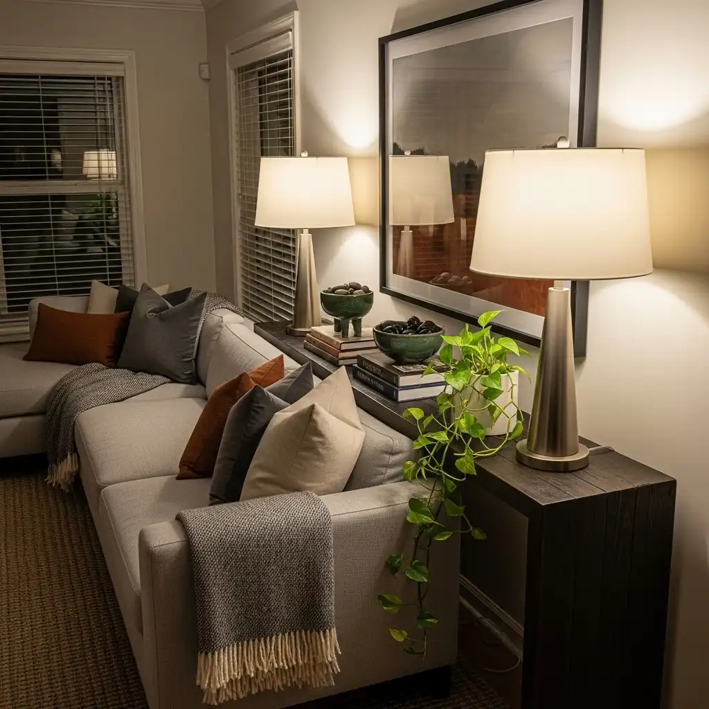 Console Table Behind Couch ideas Lighting Solution