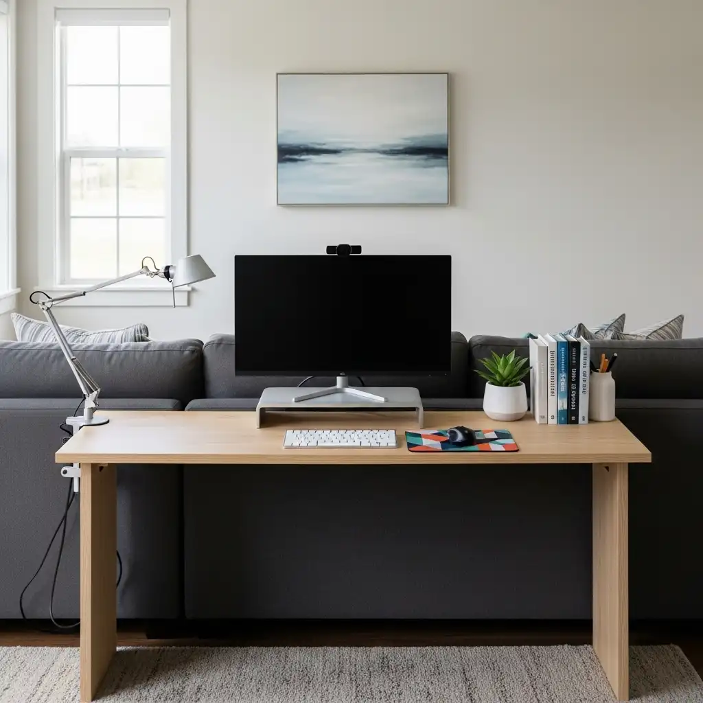Console Table Behind CouchMini Home Office