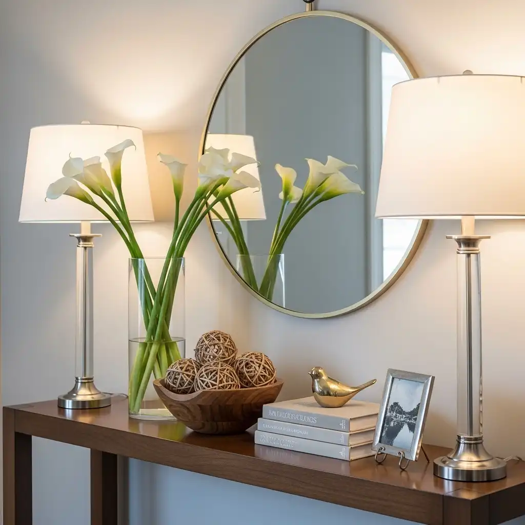 Console Table Decor Varying Heights