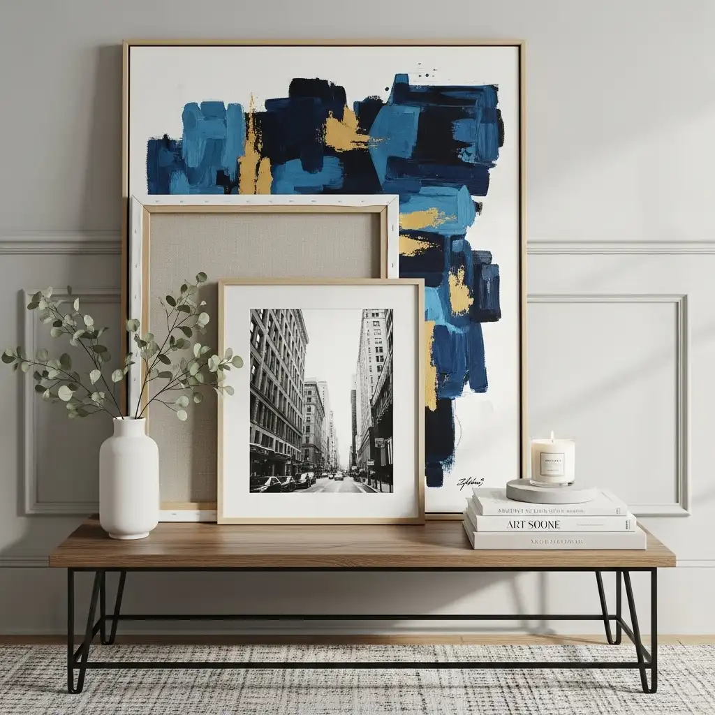 Console Table Decor ideas Leaned Artwork