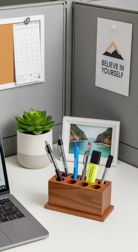 Cubicle Decor with a Small Pen Holder