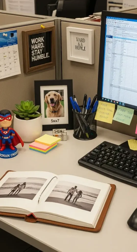Cubicle Decor with a Small Photo Album