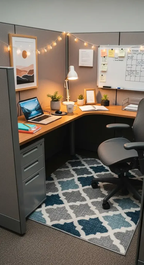 Cubicle Decor with a Small Rug