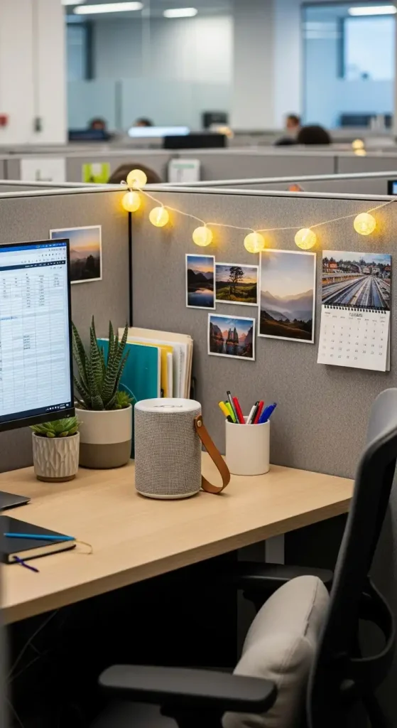 Cubicle Decor with a Small Speaker