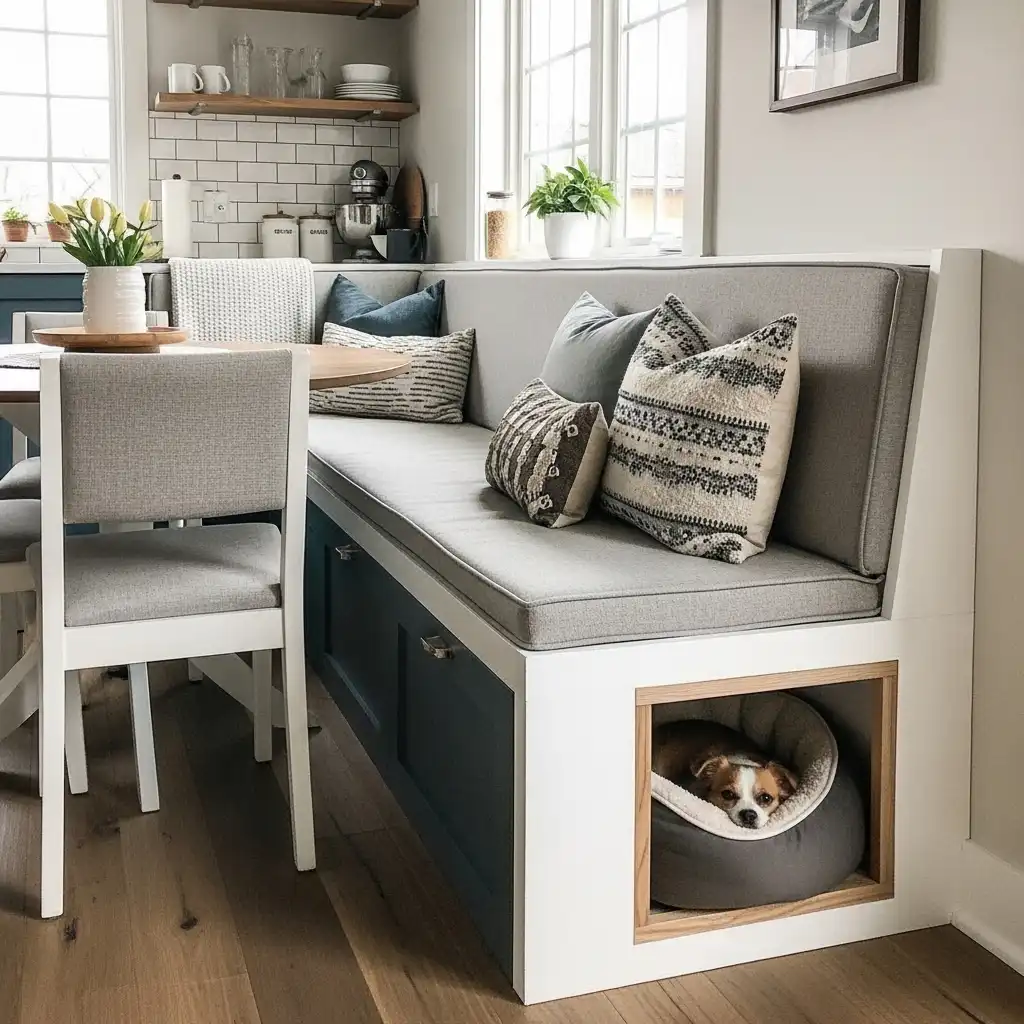 DIY Banquette Seating Pet Cubby