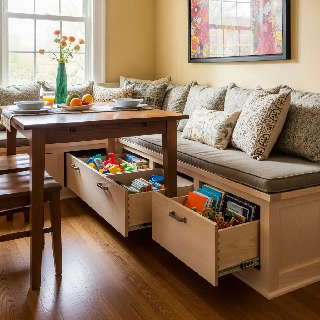 DIY Banquette Seating Under-Bench Storage Drawers
