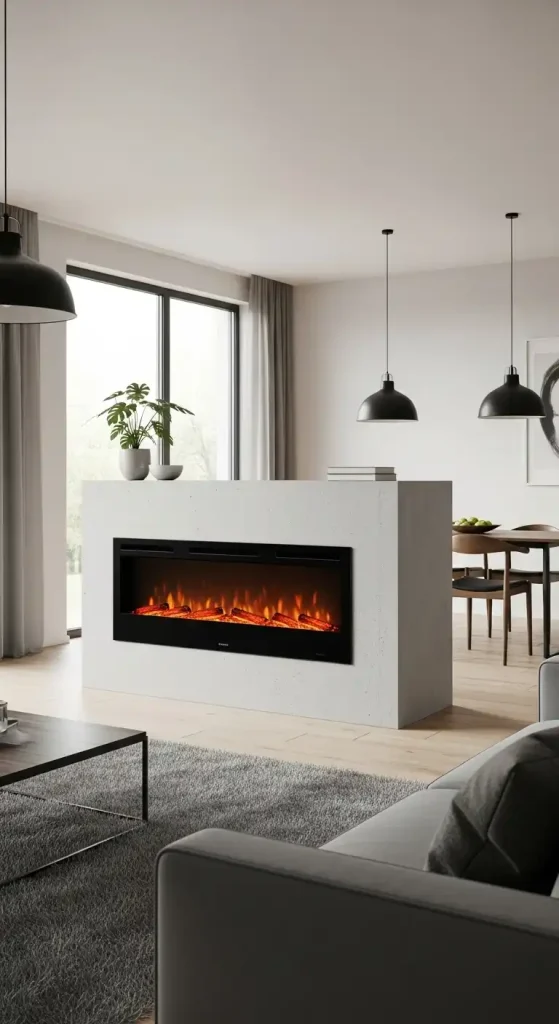 Electric Fireplace as a Room Divider