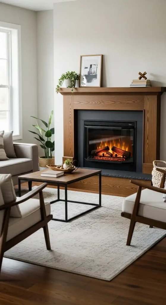 Electric Fireplace in an Empty Fireplace