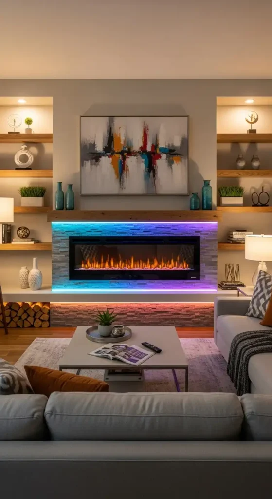 Electric Fireplace with Custom Lighting