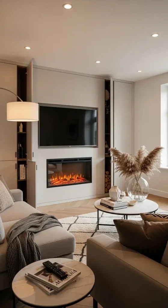 Electric Fireplace with Hidden Storage