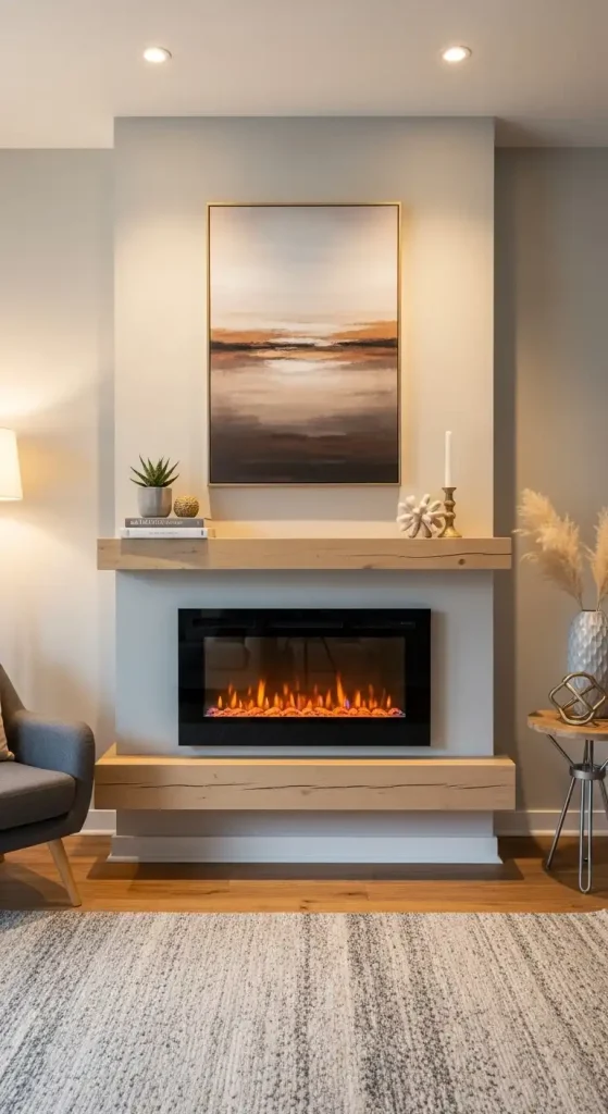 Electric Fireplace with a Floating Mantel