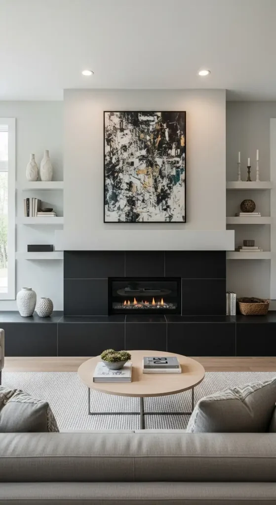 Fireplace Hearth Matte Black Tile
