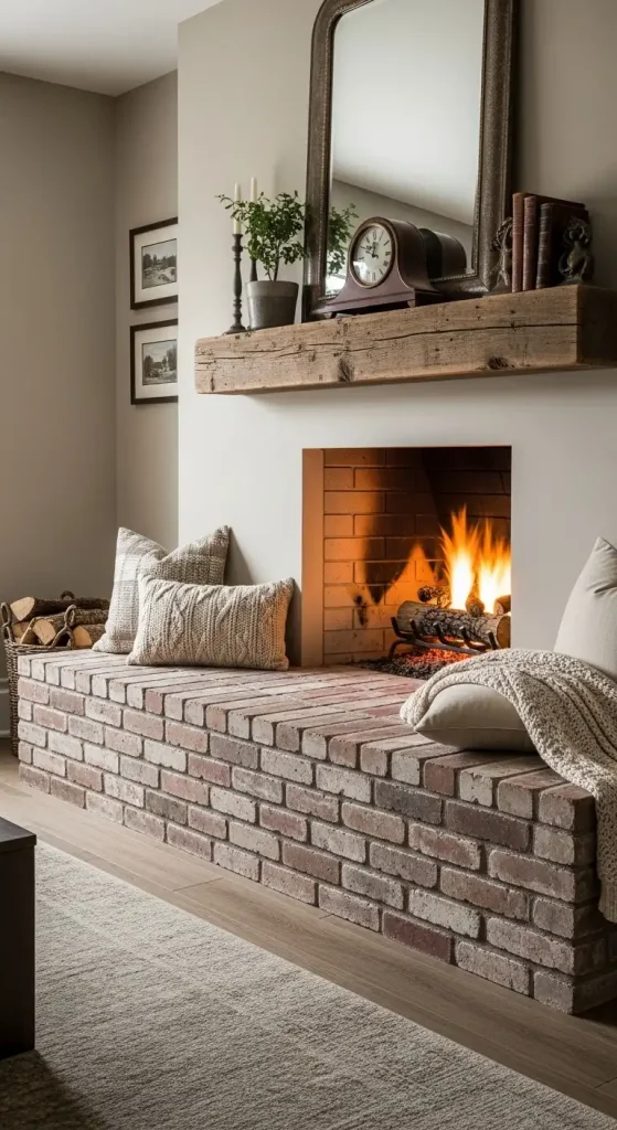 Fireplace Hearth Raised Brick Platform