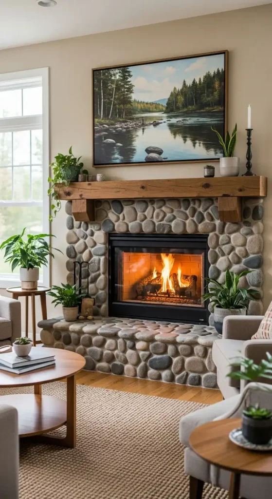 Fireplace Hearth River Rock