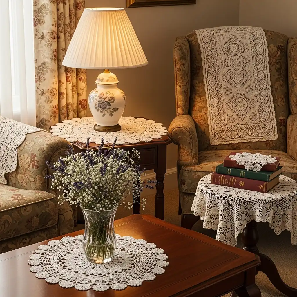 Grandma Core Living Room Charm of Doilies and Lace