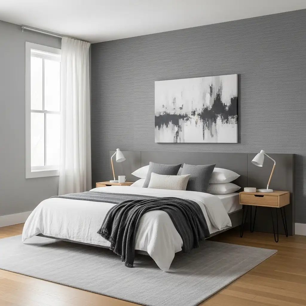 Grey Bedroom Textured Walls