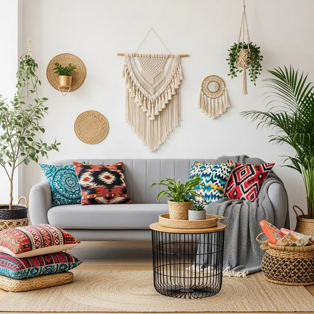 Grey Couch Living Room Ideas Bohemian Flair