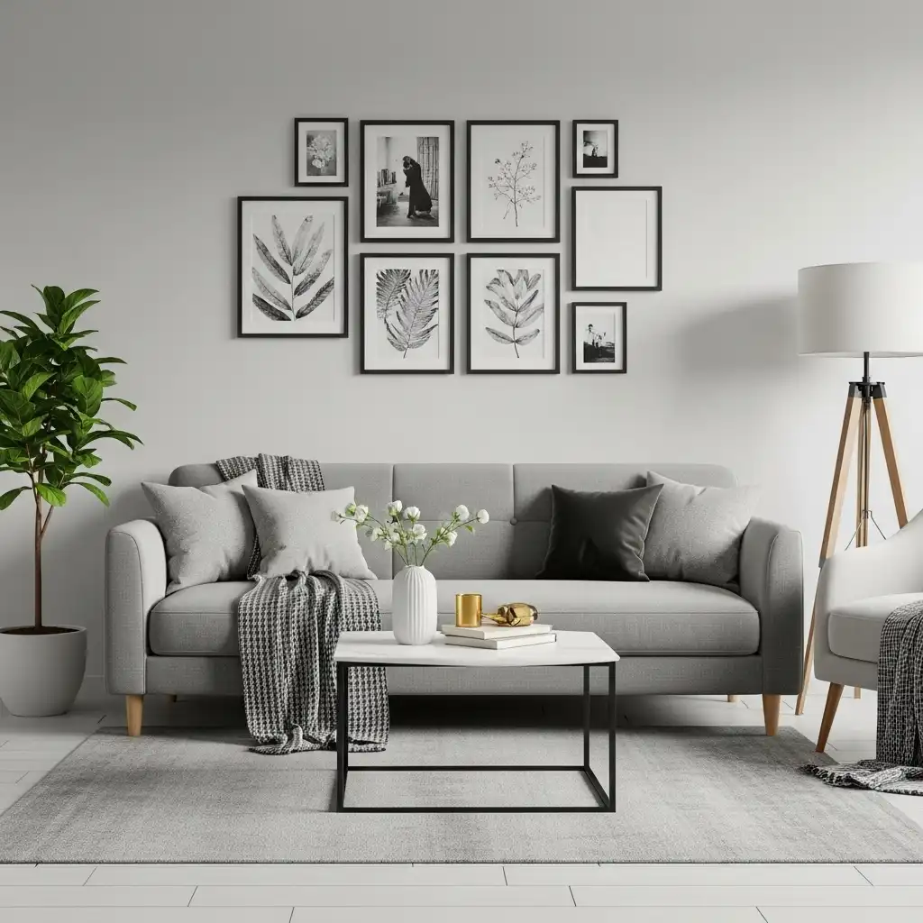 Grey Couch Living Room Ideas Gallery Wall